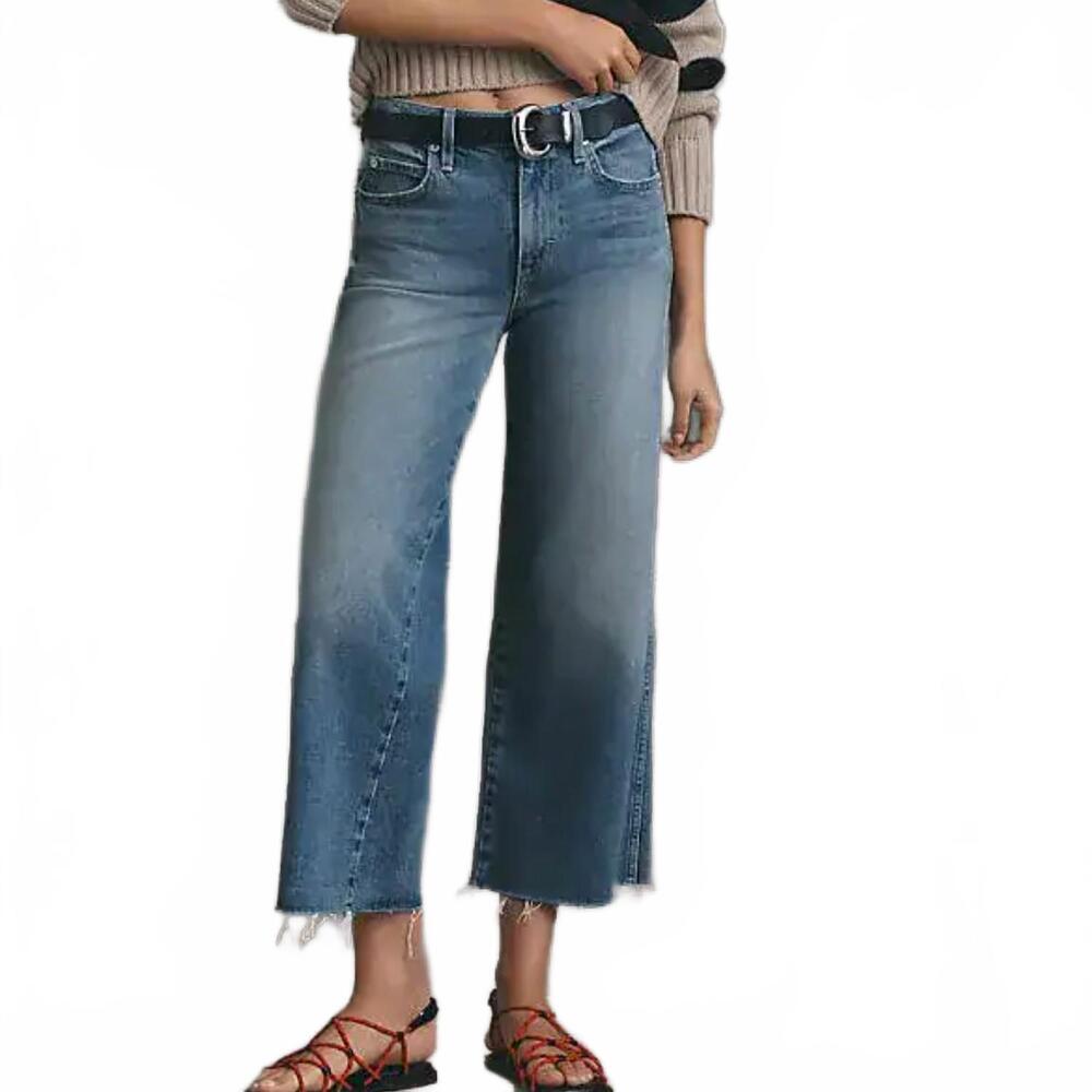 NEW AMO marjorie mid-rise crop flare jeans in dropout